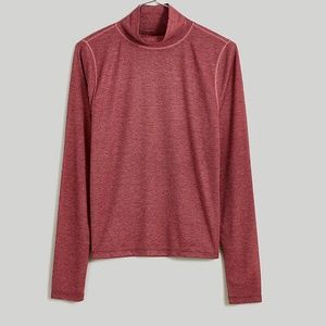 Madewell NWT Sheer Mockneck Tee Long sleeve in Heathered Merlot New